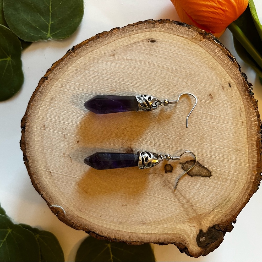 Amethyst point earrings